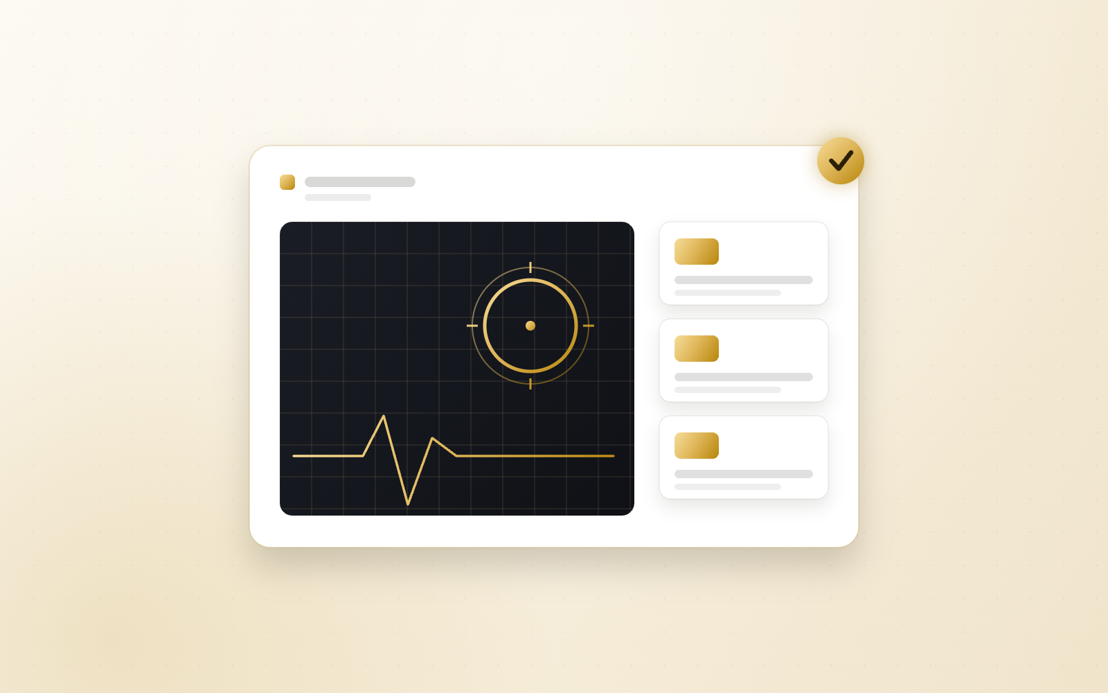 Product UI illustration of a medical scan viewer with an AI detection ring