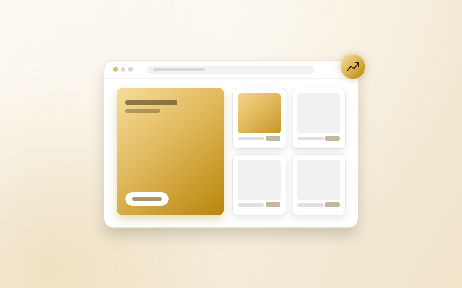 Product UI illustration of a modernized e-commerce storefront with a growth badge